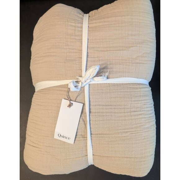 Quince 100% Organic Airy Cotton Gauze Duvet Cover 1PC Dune Size King - Picture 1 of 9